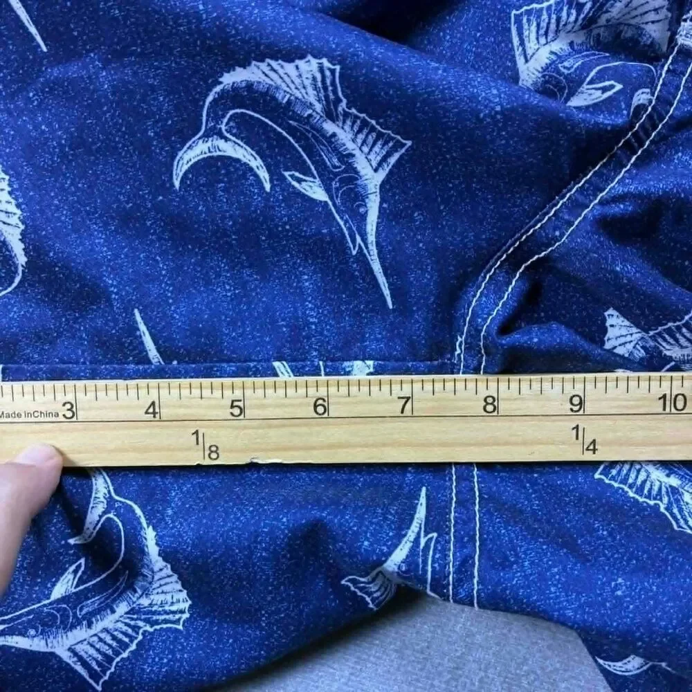 Old Navy Swim Trunks Mens Large Blue Marlin Fish Print Elastic Waist Board Short